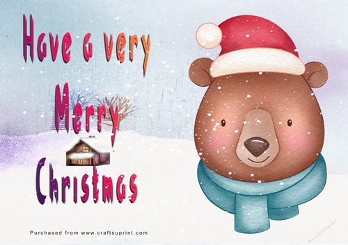 No Cut Just Print Christmas Cards - Cute Cartoon Animals