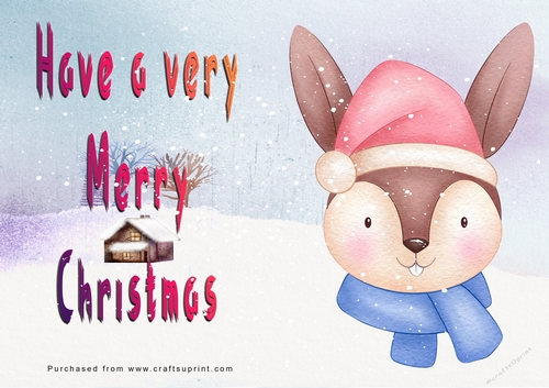 No Cut Just Print Christmas Cards - Cute Cartoon Animals