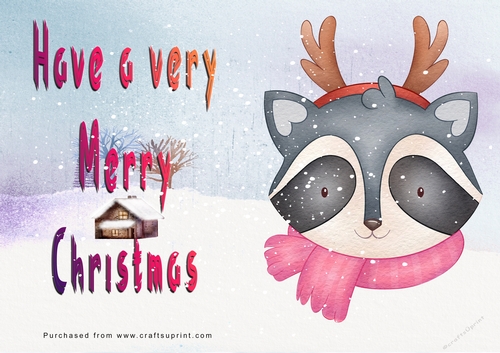 No Cut Just Print Christmas Cards - Cute Cartoon Animals