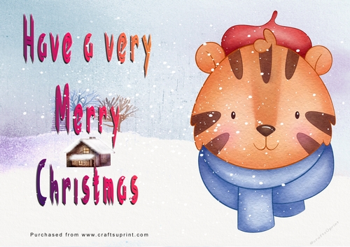 No Cut Just Print Christmas Cards - Cute Cartoon Animals