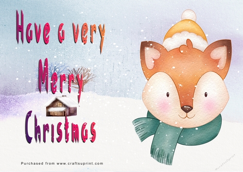No Cut Just Print Christmas Cards - Cute Cartoon Animals