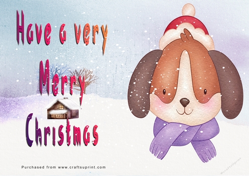 No Cut Just Print Christmas Cards - Cute Cartoon Animals
