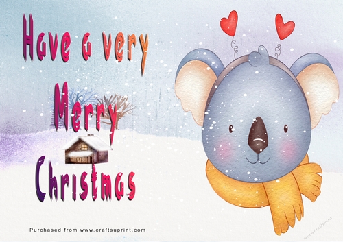 No Cut Just Print Christmas Cards - Cute Cartoon Animals