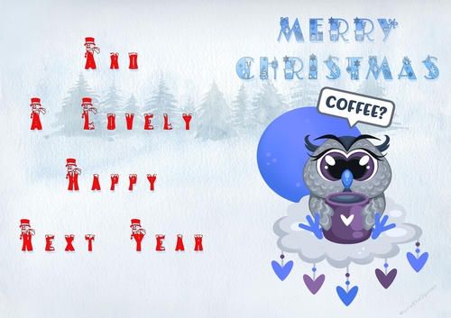No Cut Just Print Christmas Cards - Childrens Sleepy Owl