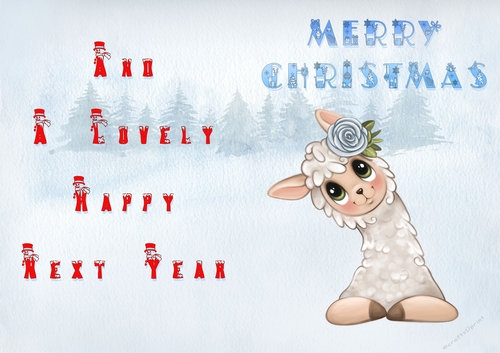 No Cut Just Print Christmas Cards - Childrens Cute LLama