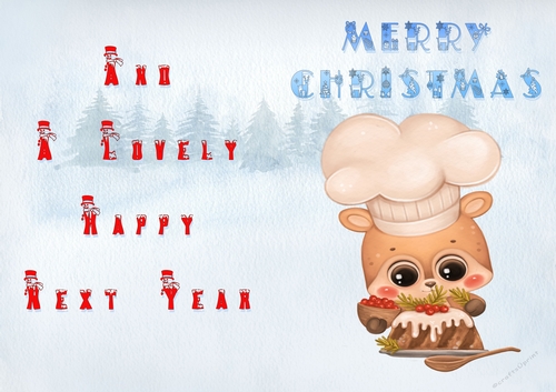 No Cut Just Print Christmas Cards - Childrens Cute Deer