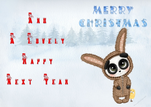 No Cut Just Print Christmas Cards - Childrens Cute  Panda
