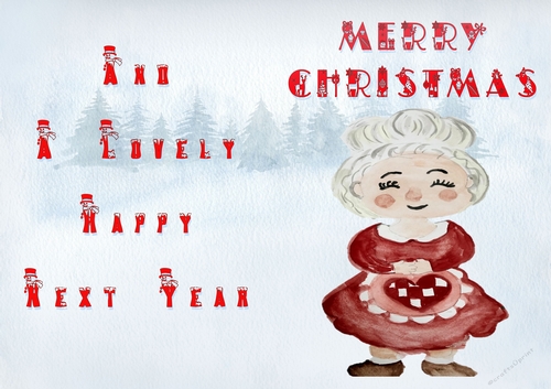No Cut Just Print Christmas Cards - Childrens Cute  Santa and Mrs