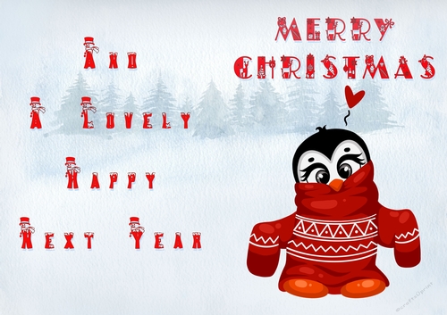 No Cut Just Print Christmas Cards - Childrens Cute Penguin