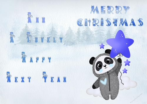 No Cut Just Print Christmas Cards - Childrens Cute SLeepy Panda