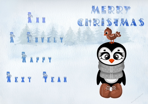 No Cut Just Print Christmas Cards - Childrens Cute Penguins
