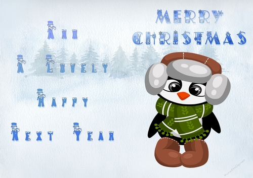 No Cut Just Print Christmas Cards - Childrens Cute Penguins