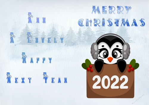 No Cut Just Print Christmas Cards - Childrens Cute Penguins 2022