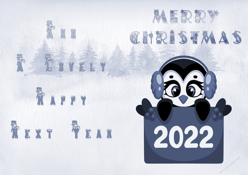 No Cut Just Print Christmas Cards - Childrens Cute Penguins 2022