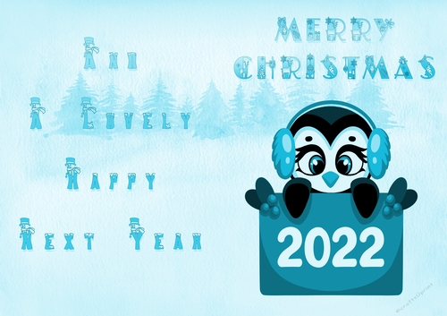 No Cut Just Print Christmas Cards - Childrens Cute Penguins 2022