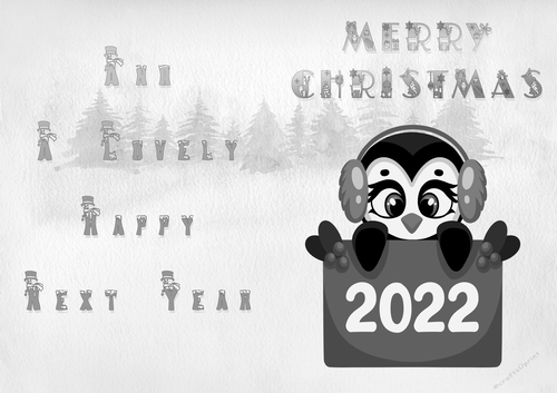 No Cut Just Print Christmas Cards - Childrens Cute Penguins 2022