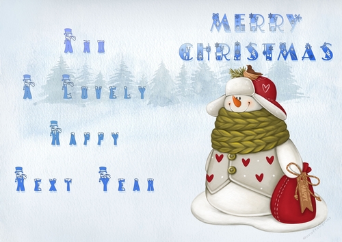 No Cut Just Print Christmas Cards - Childrens Cute Snowman
