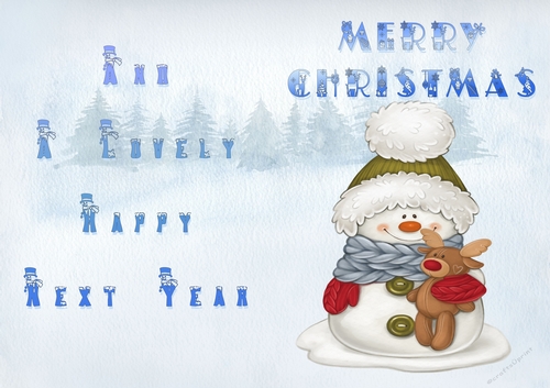 No Cut Just Print Christmas Cards - Childrens Cute Snowman