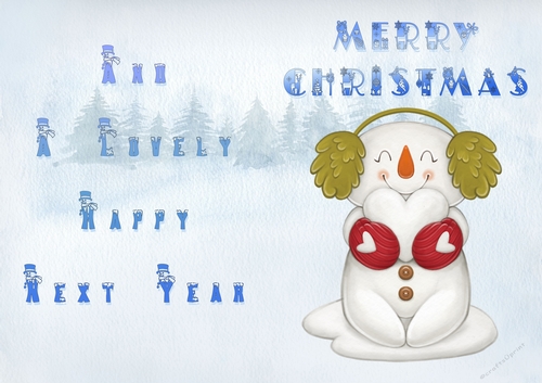 No Cut Just Print Christmas Cards - Childrens Cute Snowman