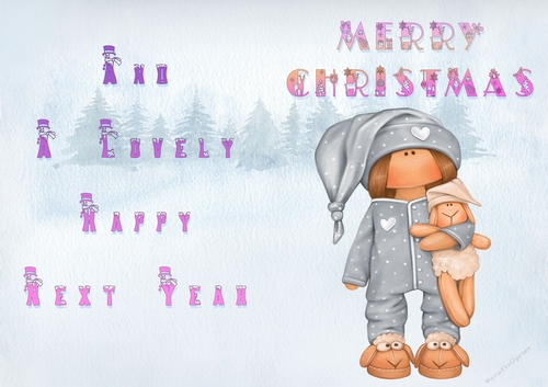 No Cut Just Print Christmas Cards - Childrens Cute DOlly