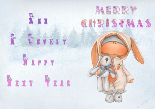 No Cut Just Print Christmas Cards - Childrens Cute DOlly