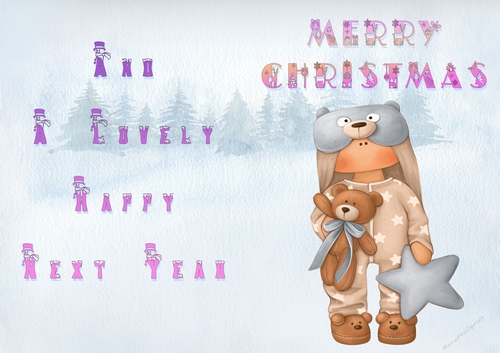 No Cut Just Print Christmas Cards - Childrens Cute DOlly