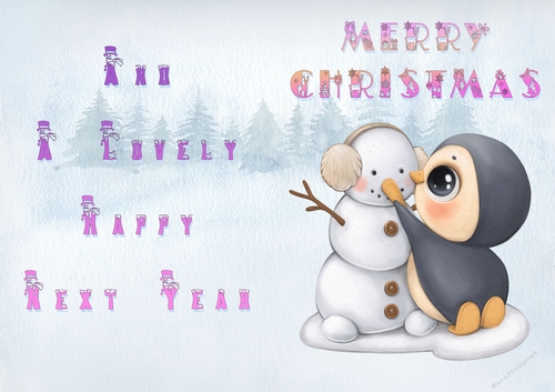 No Cut Just Print Christmas Cards Penguins