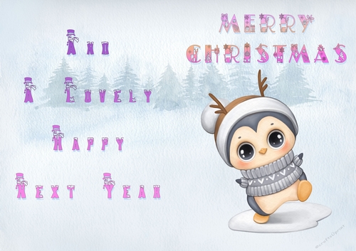No Cut Just Print Christmas Cards Penguins