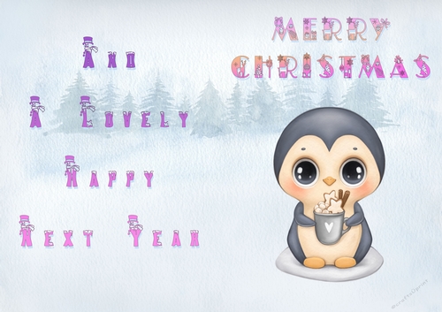 No Cut Just Print Christmas Cards Penguins