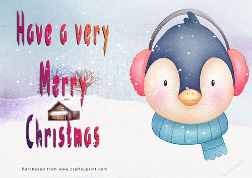 No Cut Just Print Christmas Cards Penguins