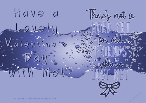 No Cut Just Print Valentines Day Card