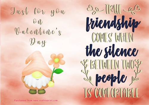 No Cut Just Print Valentines Day Card