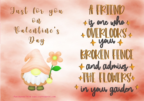 No Cut Just Print Valentines Day Card
