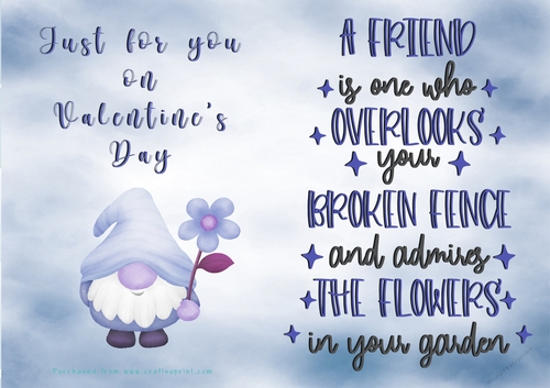 No Cut Just Print Valentines Day Card