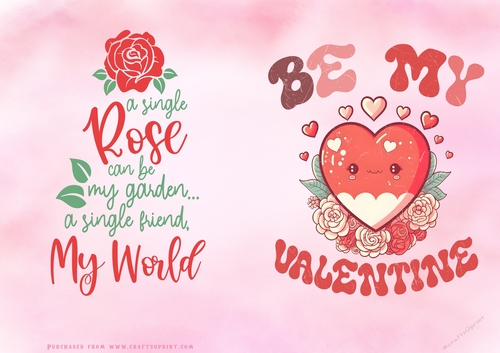 No Cut Just Print Valentines Day Card