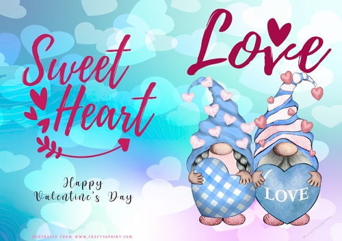 No Cut Just Print Valentines Day Card