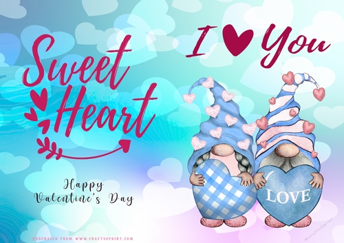 No Cut Just Print Valentines Day Card