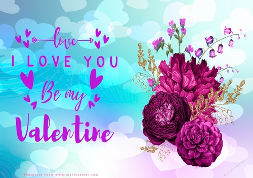 No Cut Just Print Valentines Day Card