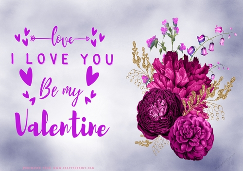 No Cut Just Print Valentines Day Card