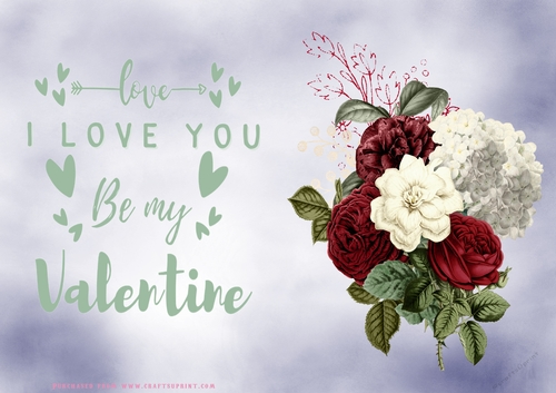 No Cut Just Print Valentines Day Card