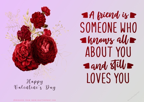 No Cut Just Print Valentines Day Card - Flowers