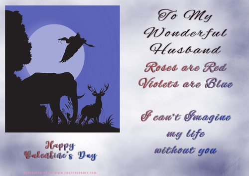 No Cut Just Print Valentines Day Card - Husband Animals