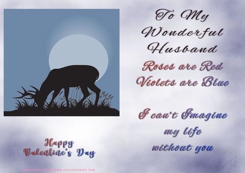 No Cut Just Print Valentines Day Card - Husband Deer