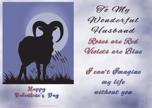 No Cut Just Print Valentines Day Card - Husband Ram