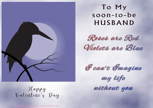 No Cut Just Print Valentines Day Card - Soon-to-be Husband Kingfisher