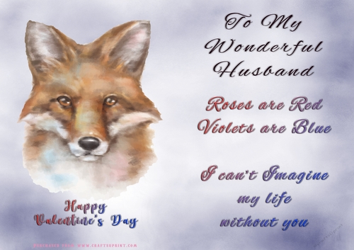 No Cut Just Print Valentines Day Card - Husband Fox
