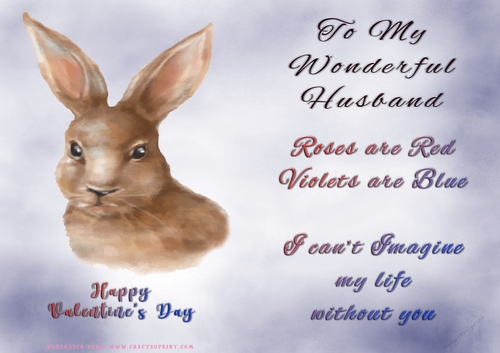 No Cut Just Print Valentines Day Card - Husband - Hare