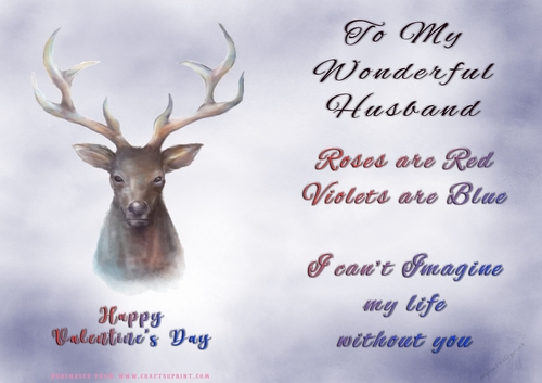 No Cut Just Print Valentines Day Card - Husband - Stag