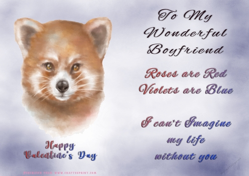 No Cut Just Print Valentines Day Card - Boyfriend - Bear