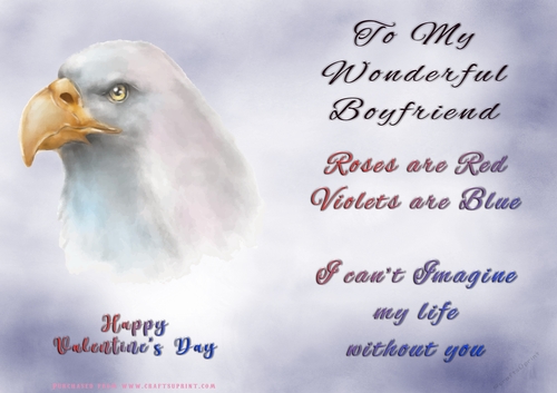 No Cut Just Print Valentines Day Card - Boyfriend - Baldeagle